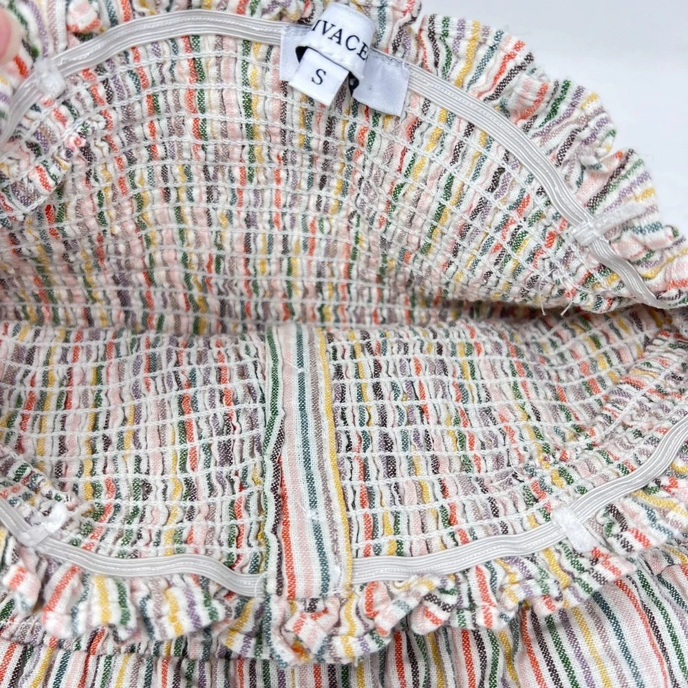 Olivaceous strapless smocked